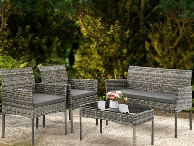NEW WICKER PATIO FURNITURE SET INCLUDES A COFFEE TABLE/COLOR GRAY