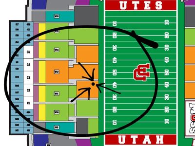 Utah Utes Football Season Tickets - Row 6 midfield and near aisle