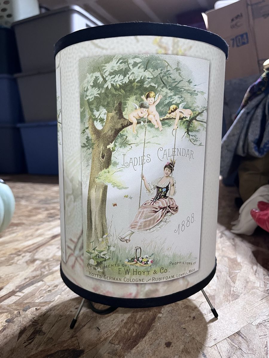Vintage Victorian Style Accent Lamp – 1888 Ladies Calendar Design (reproduction) – Works Great