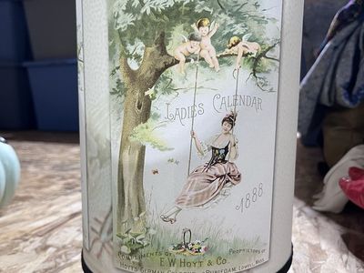 Vintage Victorian Style Accent Lamp – 1888 Ladies Calendar Design (reproduction) – Works Great
