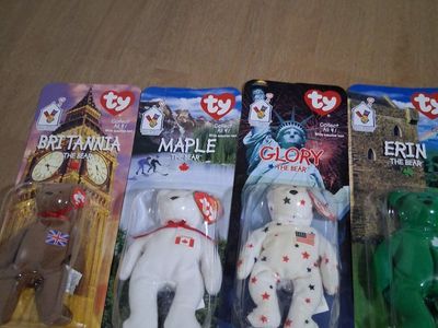 Ty Beanie Babies International Bears: Britannia, Maple, Glory, Erin - Set of 4 NIP