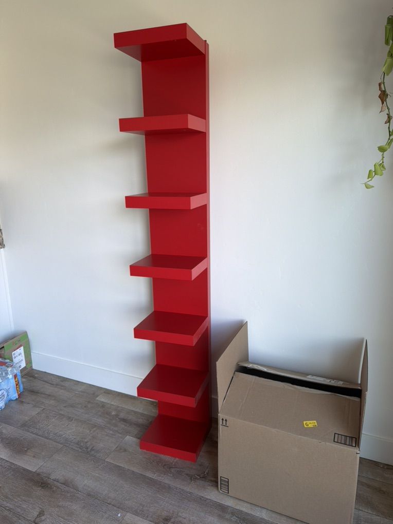 red Ikea book Shelf
