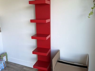 red Ikea book Shelf