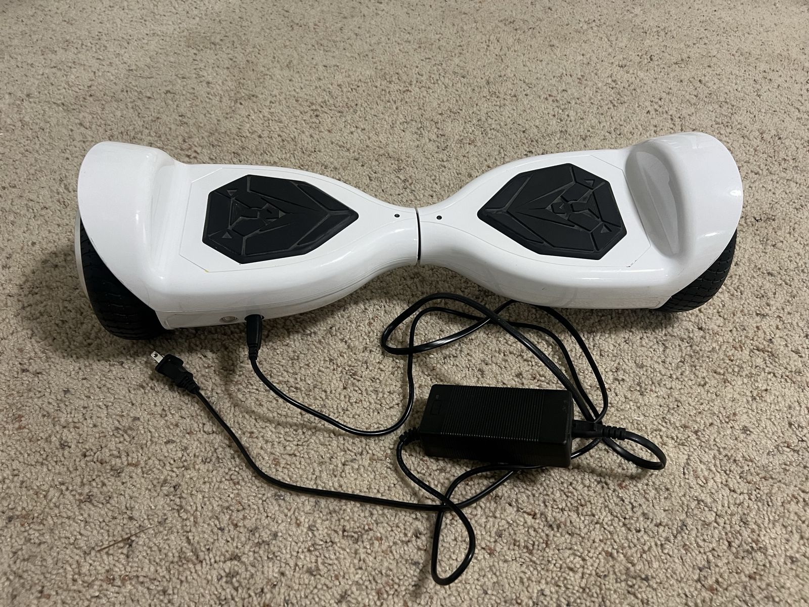 Electric Hoverboard in White with Charger Cable