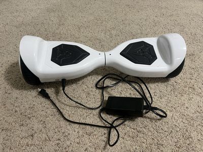 Electric Hoverboard in White with Charger Cable