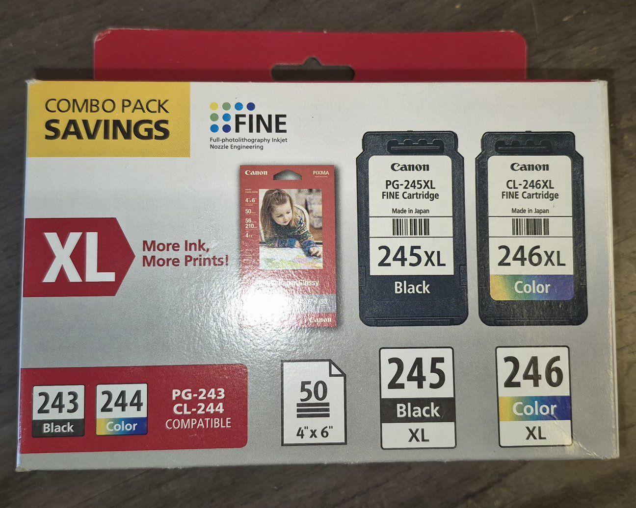 Canon PG-245XL/CL-246XL Printer Ink Cartridge Combo Pack, Black/Tri-Color, 2 Count