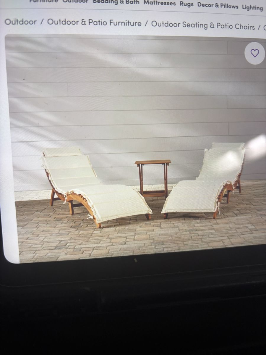 Acacia Wood Loungers w/Beige Cushions