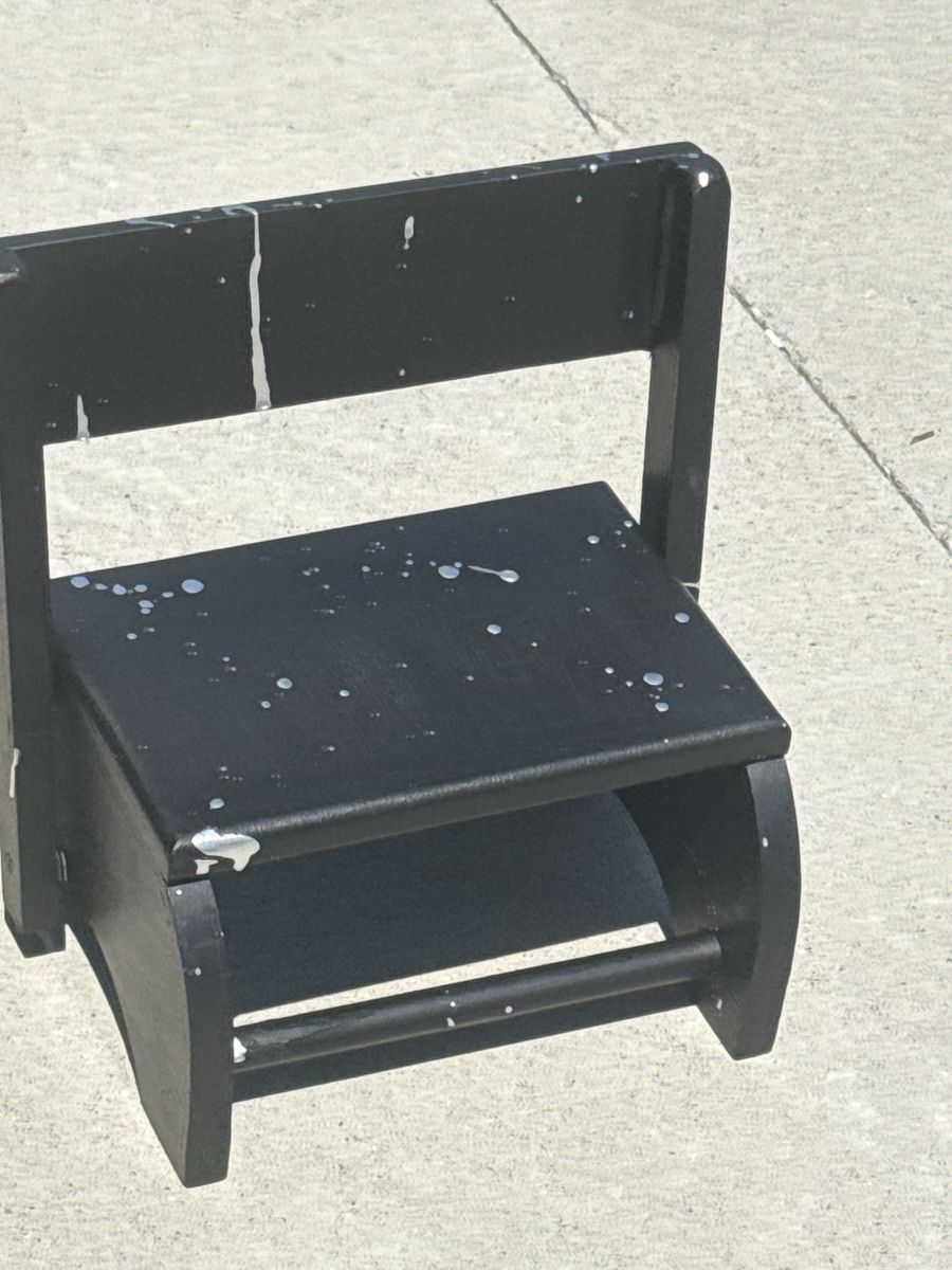Vintage Convertible Wooden Step Stool Chair - Black with Flip Seat