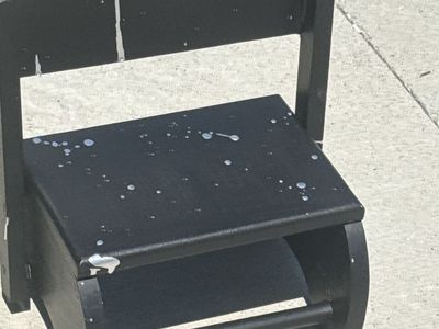 Vintage Convertible Wooden Step Stool Chair - Black with Flip Seat