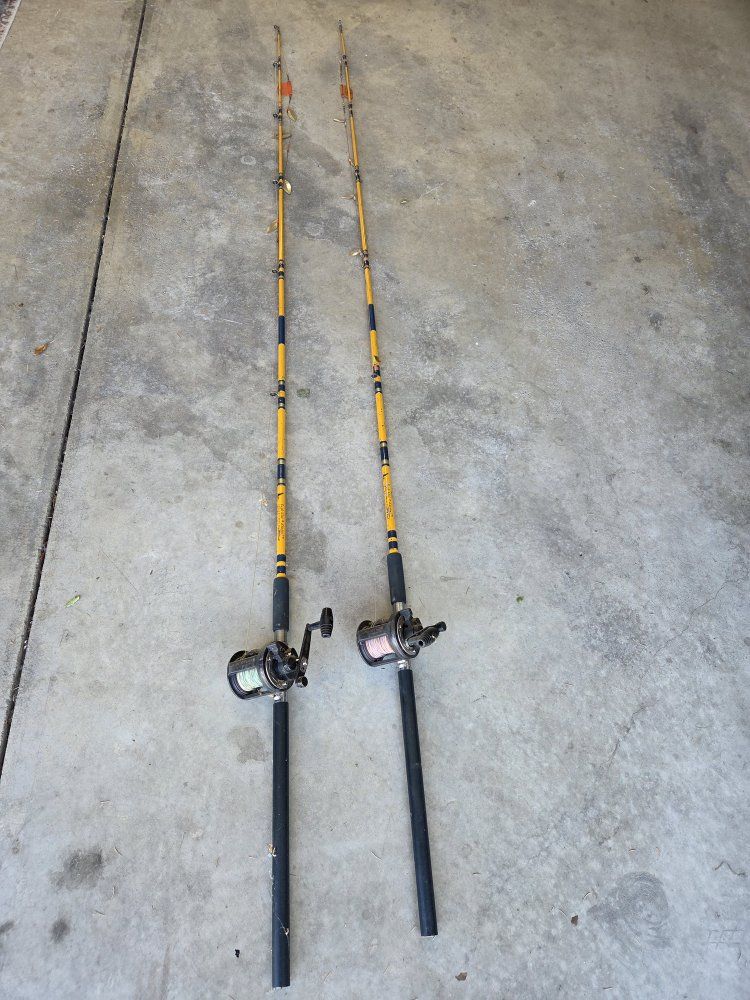 Vintage eagle claw 15-25 lbs. trolling rods with reels