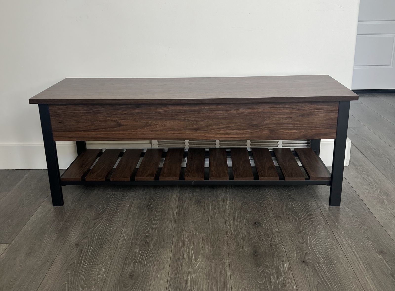 Farmhouse Lift Top Entry Bench with Storage & Shelf - 48in