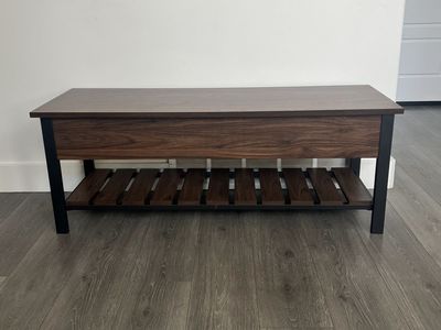 Farmhouse Lift Top Entry Bench with Storage & Shelf - 48in