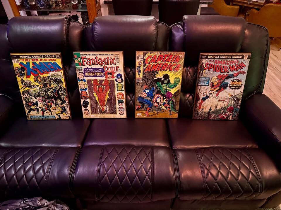 4 Wood Marvel Comic Wall Art Pictures