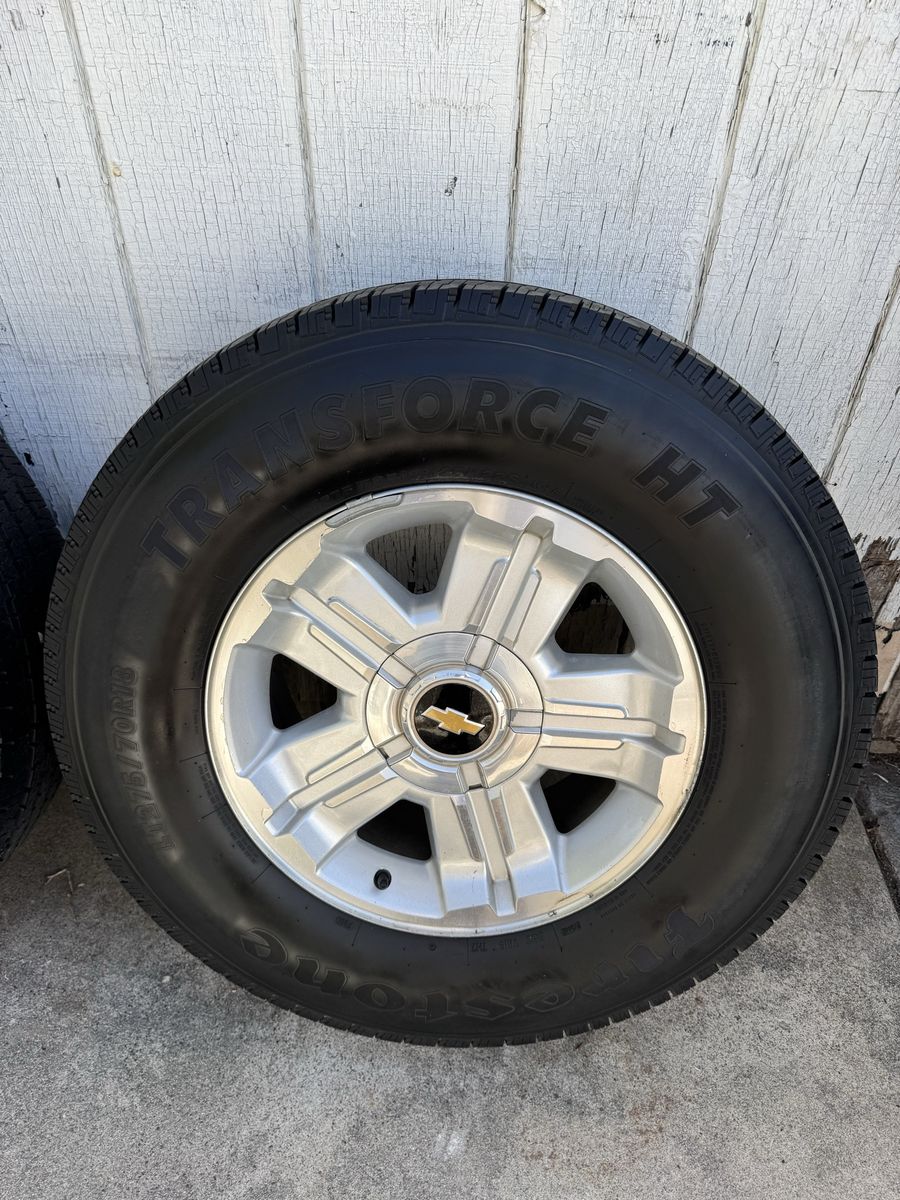 (4) OEM Chevrolet/GMC 18 Inch Wheels W/ Firestone Transforce HT LT275/70R18 Tires 6x5.5 6x139.7