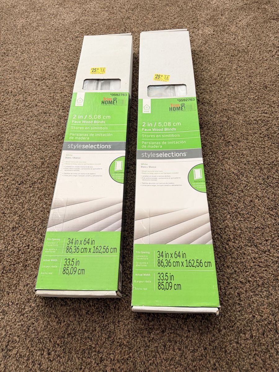 Faux Wood Blinds White 34 in x 64 in Set of 2