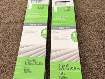 Faux Wood Blinds White 34 in x 64 in Set of 2