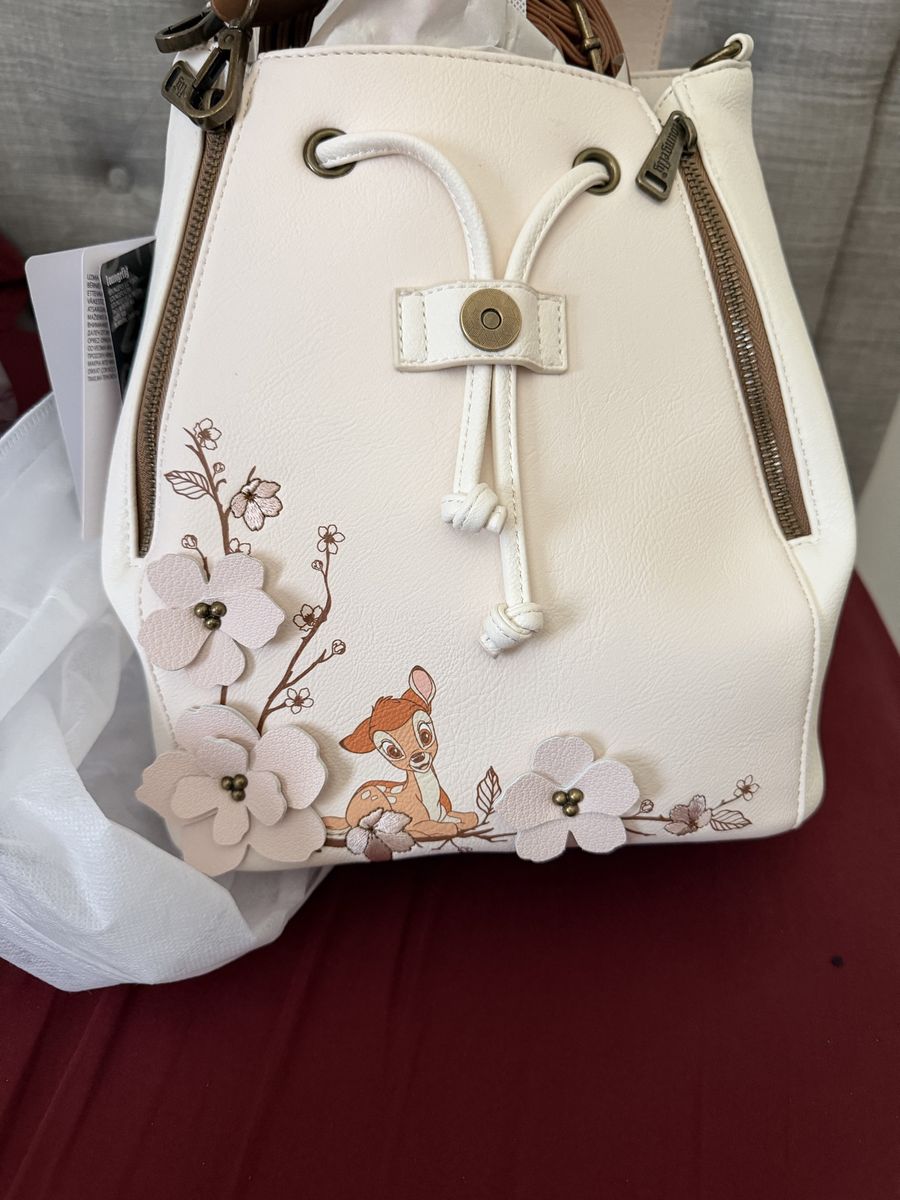 Loungefly Disney Bambi Floral Fawn Mini Backpack Bag with 3D Flowers - New with Tags