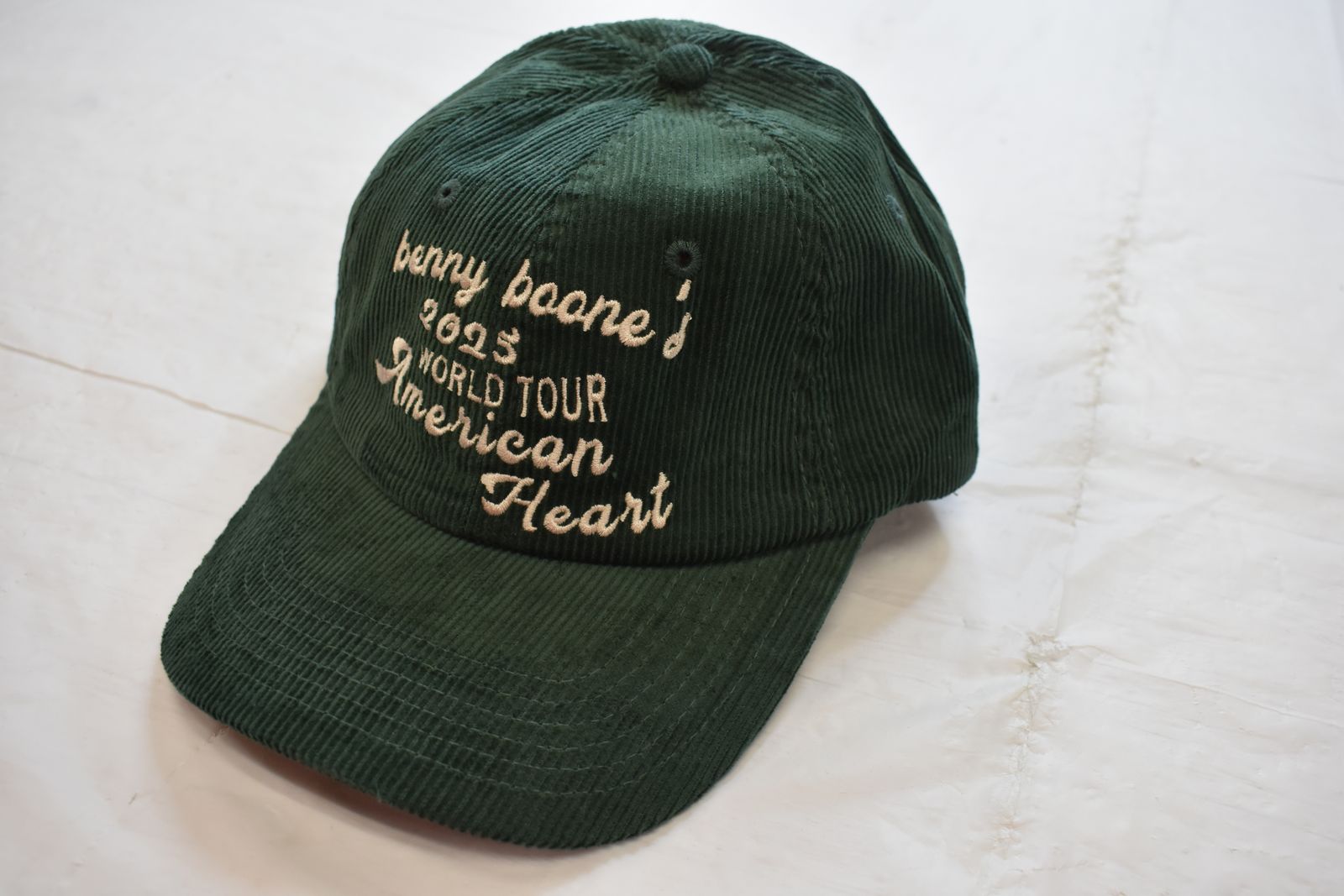 Benson Benny Boone's 2025 American Hearts World Tour Green Corduroy Embroidered Hat Cap New