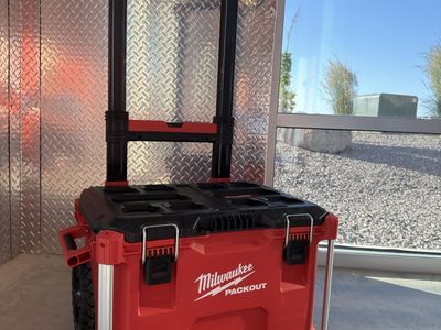 Milwaukee PACKOUT Rolling Tool Box - Red/Black Heavy-Duty Storage with Wheels & Extendable Handle
