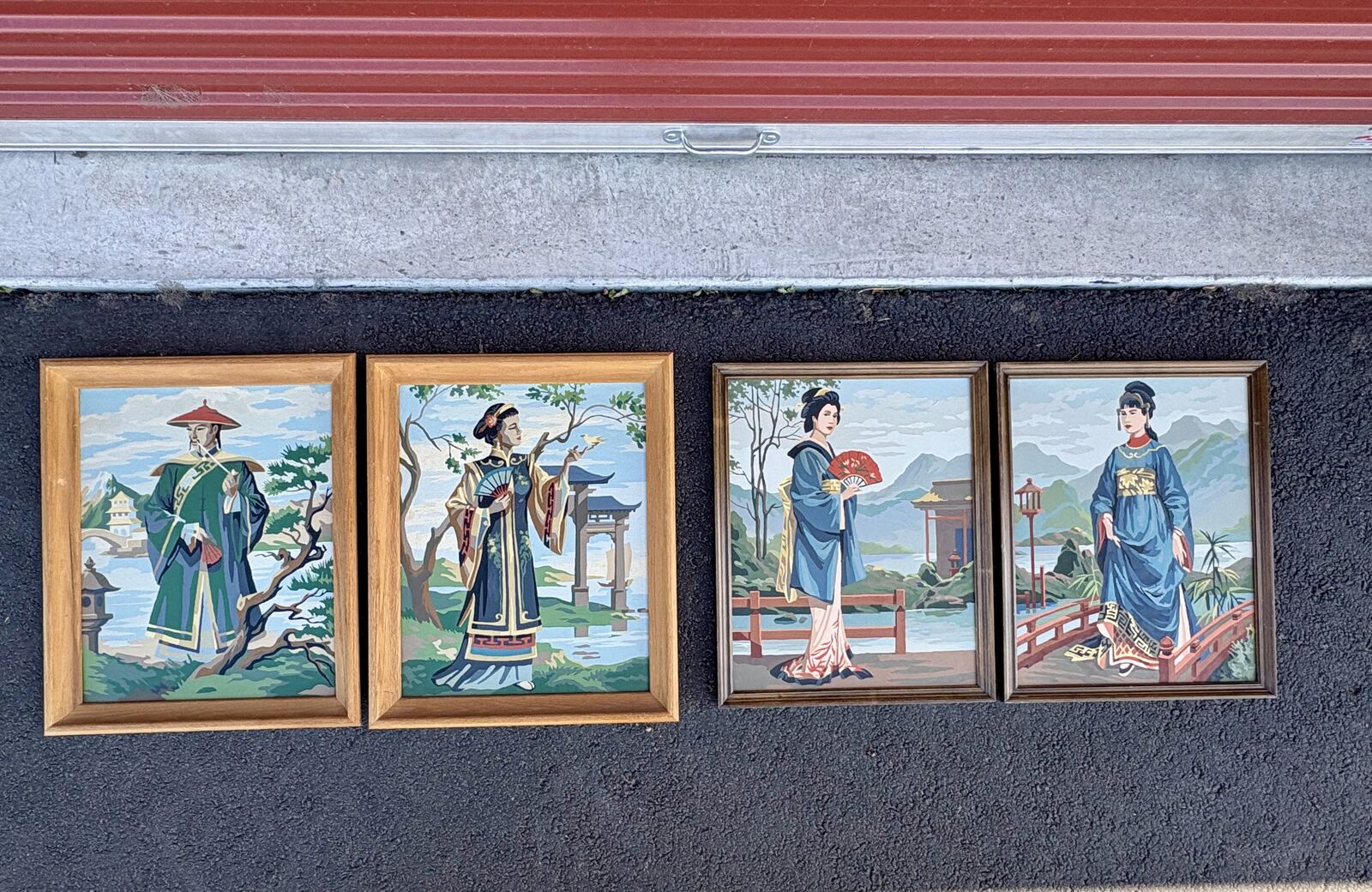 Beautiful set of mid century paint by numbers  Asian  theme paintings asain themed, oriental Japanese, Chinese PBN