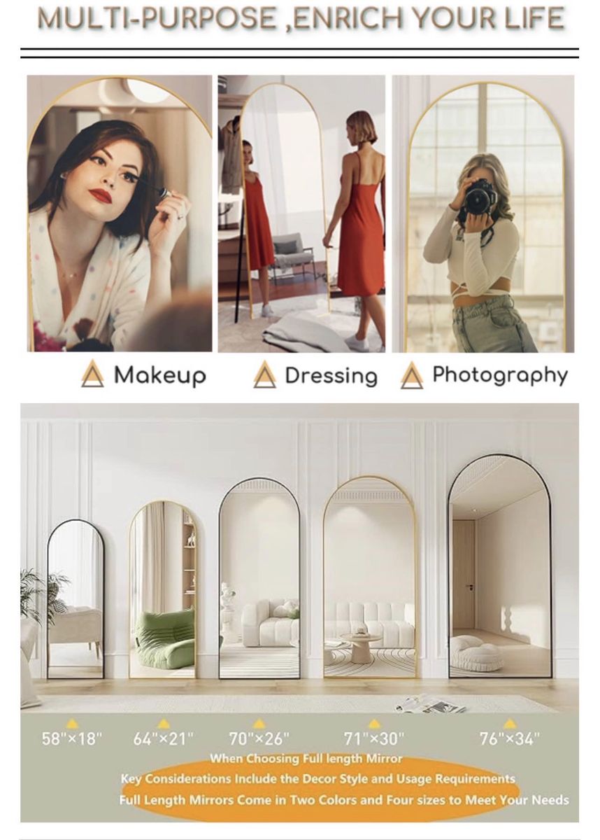 Stunning Gold Arched Full-Length Mirror