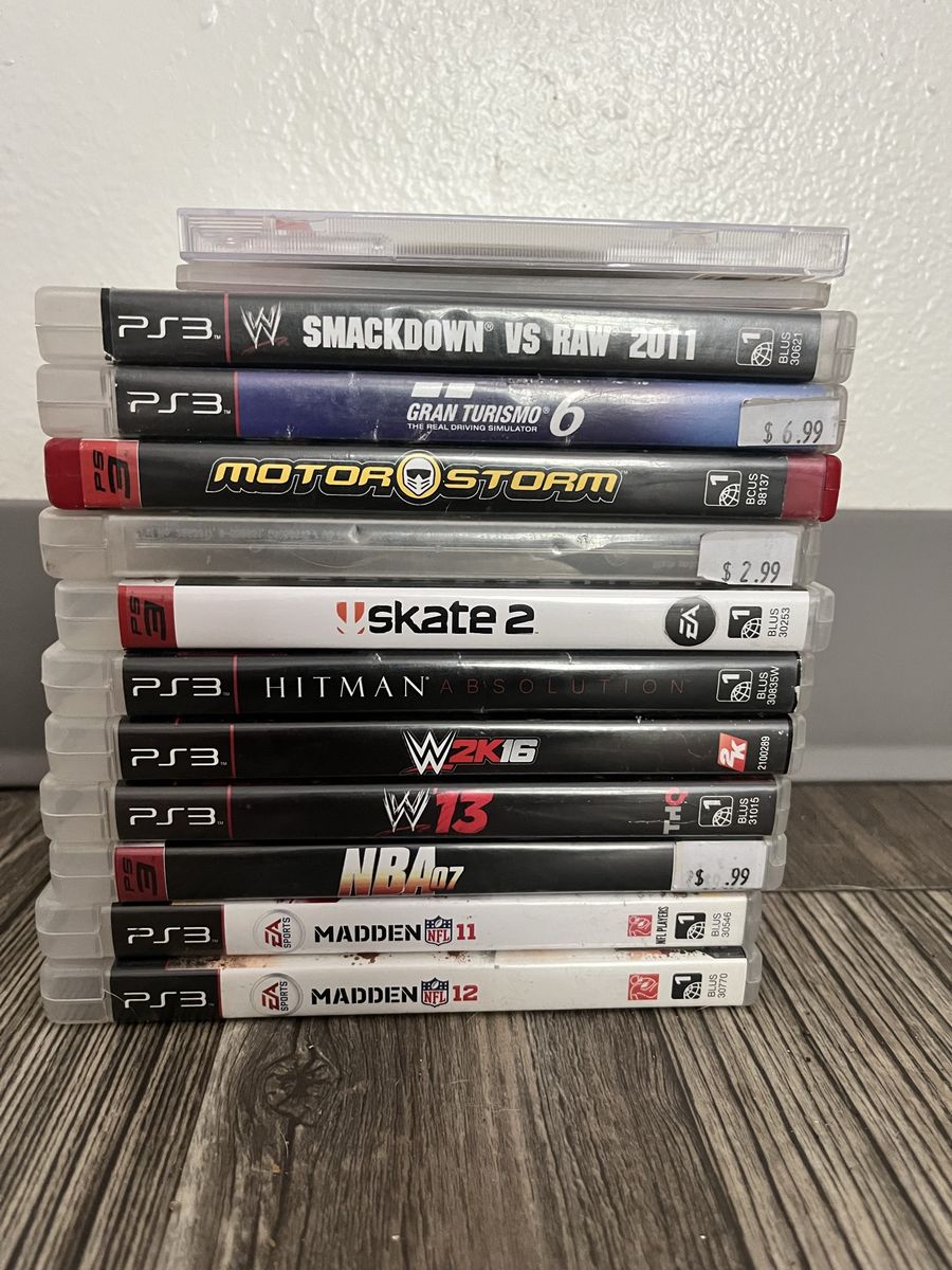 Mixed PS3 Games Lot (10 Games) - WWE, Gran Turismo, Motorstorm, Madden, Tony Hawk, Skate 2, NBA