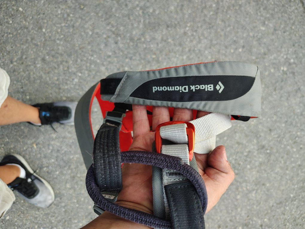 Black Diamond Momentum Climbing Harness - Size Medium (30-33") - Gray/Red, Excellent Condition