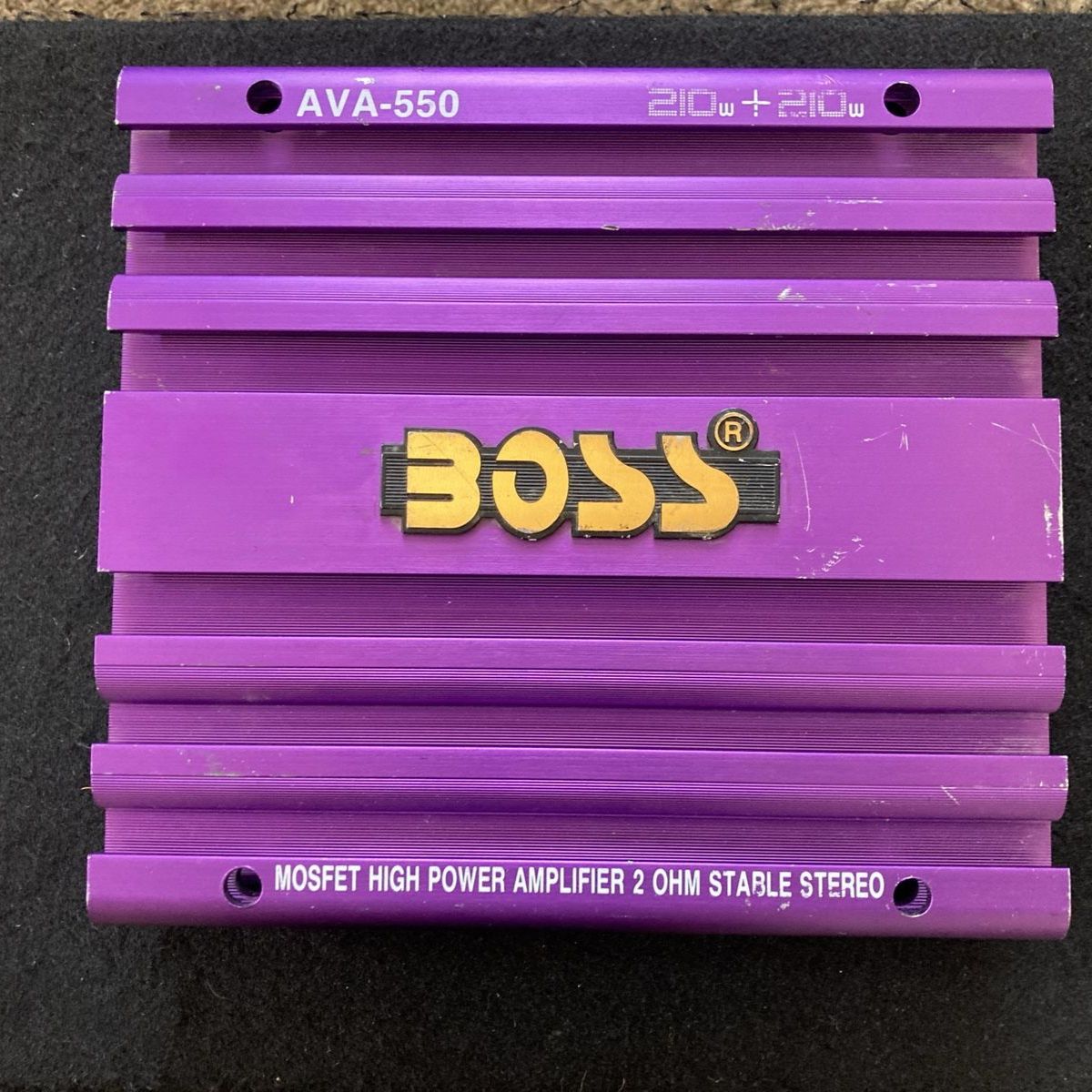BOSS AVA-550 MOSFET High Power Amplifier 2 Ohm Stable Stereo 210W+210W Purple Car Audio