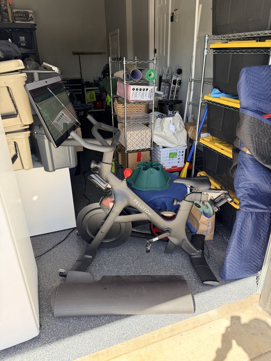 Peloton Bike+, mat and Dumbbells