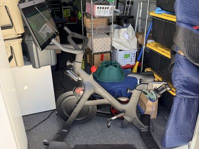 Peloton Bike+, mat and Dumbbells