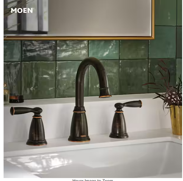  MOEN Banbury 8 in. Widespread Double Handle High-Arc Bathroom Faucet in Mediterranean Bronze (Valve Included)