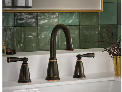 MOEN Banbury 8 in. Widespread Double Handle High-Arc Bathroom Faucet in Mediterranean Bronze (Valve Included)