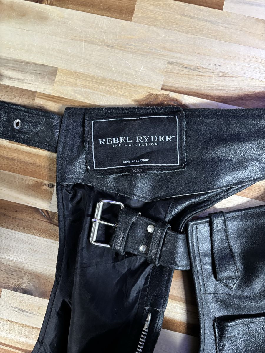 Rebel Ryder The Collection Genuine Leather Chaps Black Size XXL Motorcycle Biker