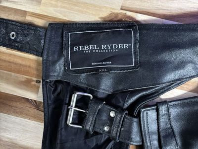 Rebel Ryder The Collection Genuine Leather Chaps Black Size XXL Motorcycle Biker