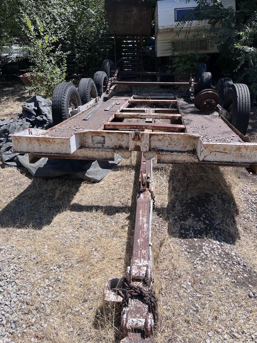 Used Utility Implement Trailer - Heavy-Duty Flatbed with Rust and Wear - As-Is Heavy duty