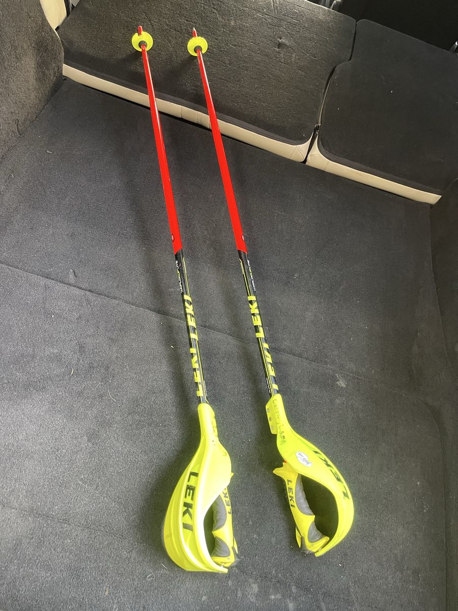LEKI Worldcup Racing SL Ski Poles 120cm Red/Neon Yellow - Slalom Gate Guards