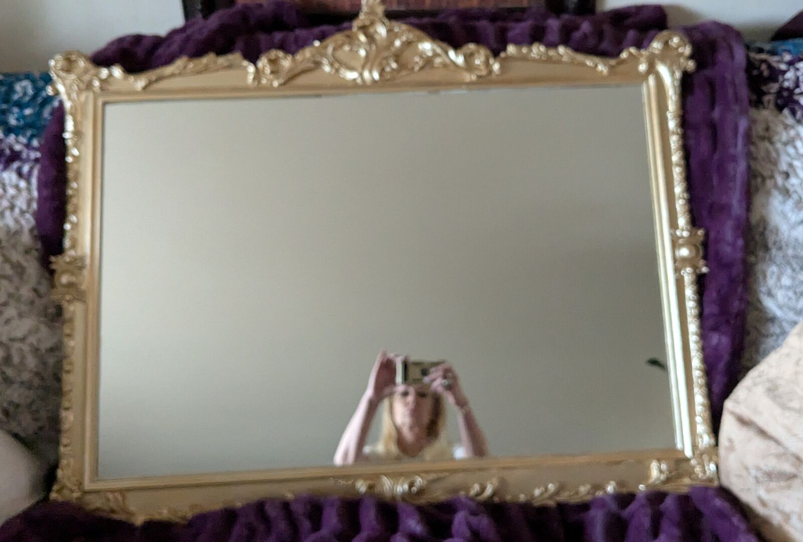 Large Antique wood carved gold mirror