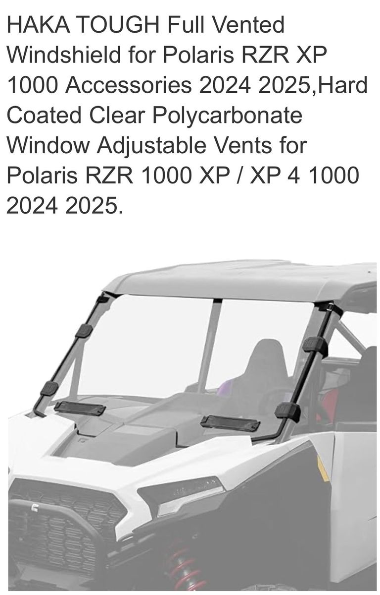 HAKA TOUGH Full Vented Windshield for Polaris RZR XP 1000/XP 4 1000 (2024-2025) Hard Coated Polycarbonate