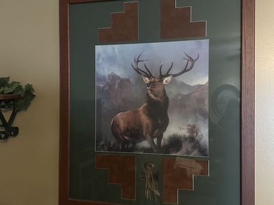 Large Framed Red Deer Print with detailed mat. Wall Art Decor