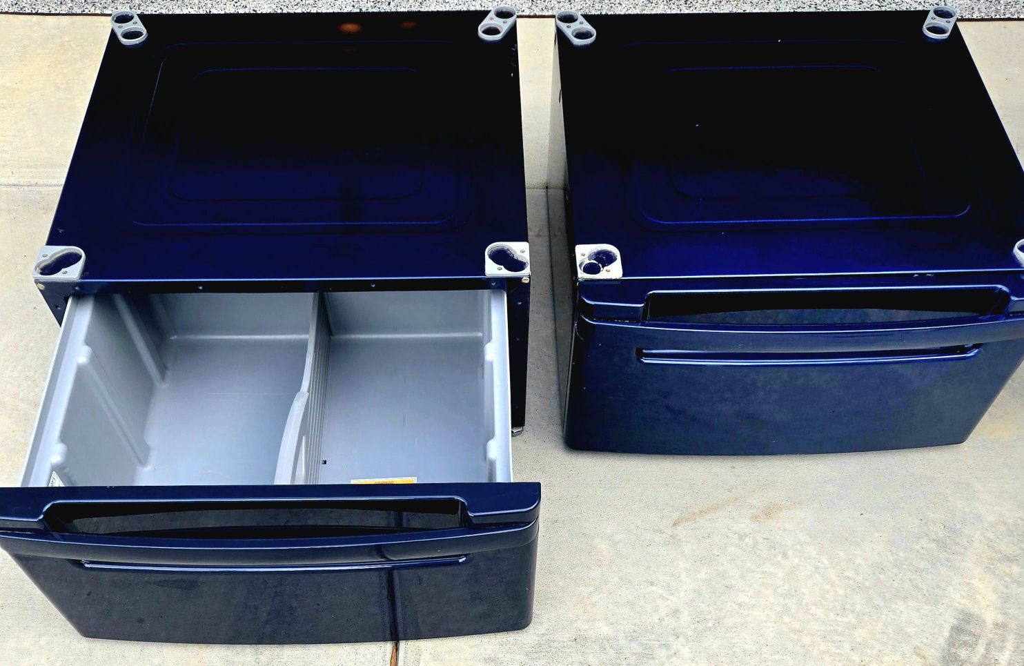 Washer Dryer Pedestals w/ Storage Drawer - Navy Blue (Pair)