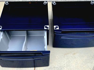Washer Dryer Pedestals w/ Storage Drawer - Navy Blue (Pair)