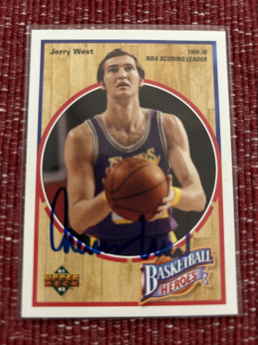 1991-92 Upper Deck Basketball Heroes Jerry West Autographed Card Hand Signed NBA Los Angeles Lakers 