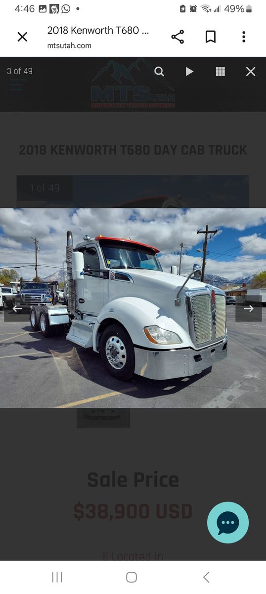 2018 KW  T680 TANDEM CUMMINS 10 SPEED