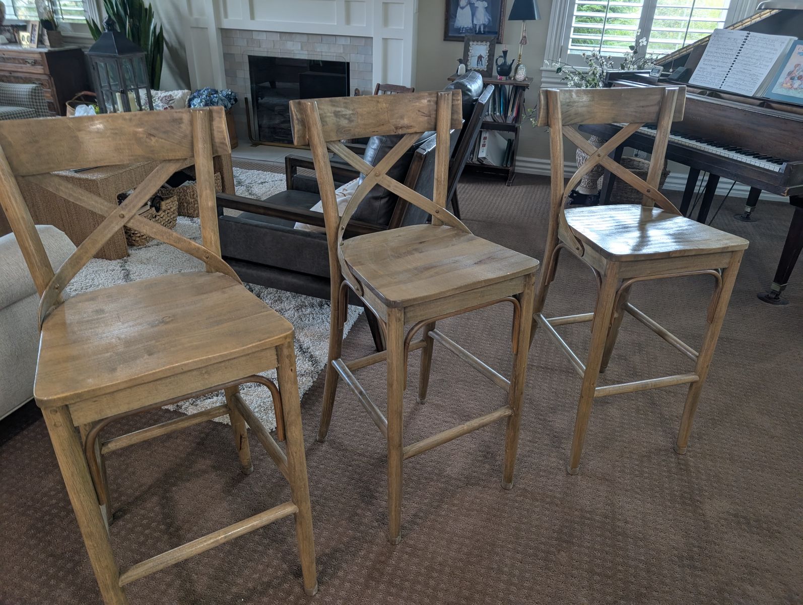 World Market French Cafe Rustic Wood Bar Stools (Set of 3) - Bar Height