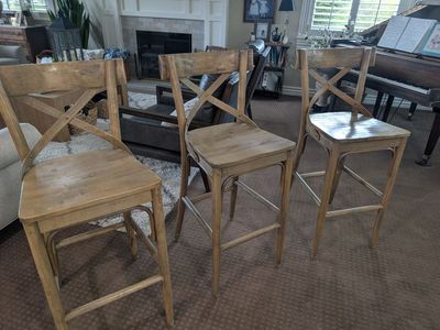 World Market French Cafe Rustic Wood Bar Stools (Set of 3) - Bar Height