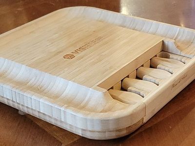 Visible Brand Bamboo Cheese Board with 4 Utensils - Excellent Condition