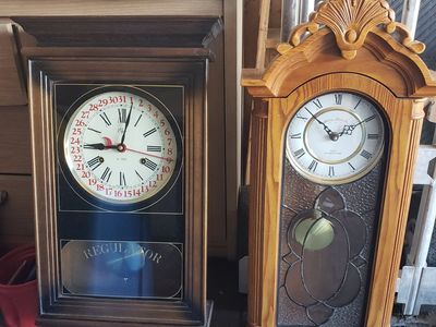 I have 2 wall clocks both in great condition sell them together or separate. $30 a piece