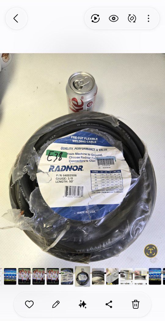 Radnor Welding Cable 1/0 Gauge 50 ft
