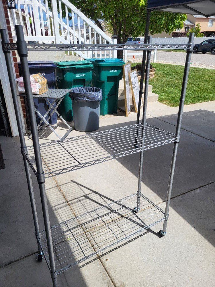 3 Tier Metal Rolling Shelving Rack