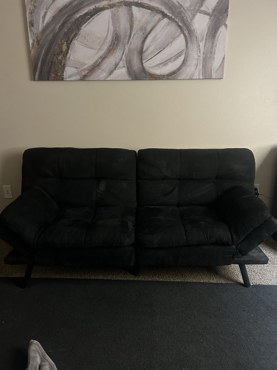 Black Futon Sofa Bed - Convertible Lounger